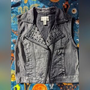 Forever 21 Studded Gray Denim Vest